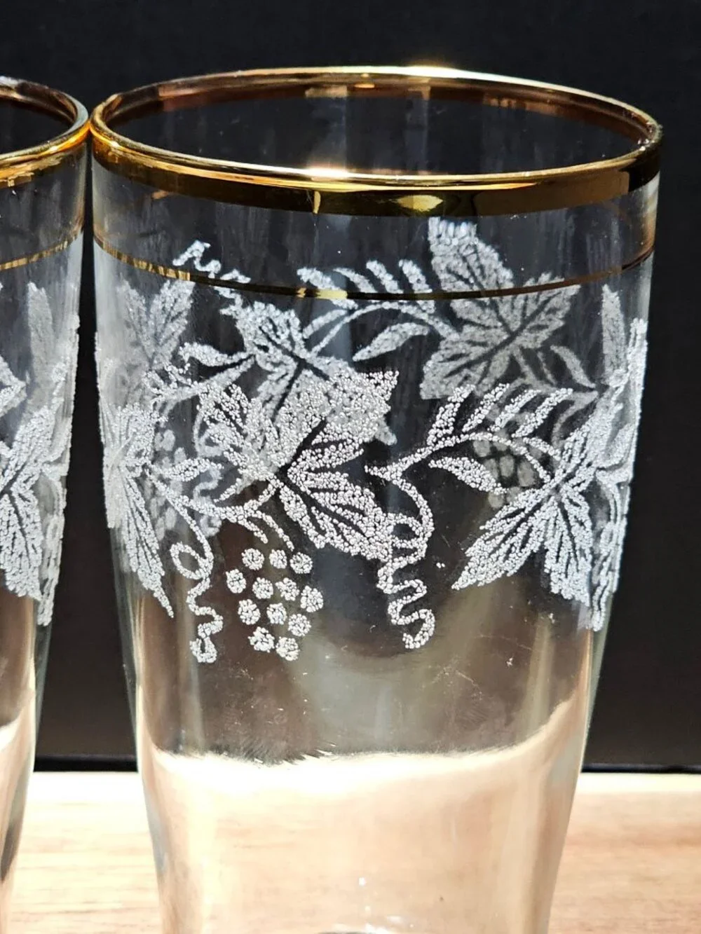 2 Bartlett Collins Golden Fruit Tumbler Glasses 1947 Vintage White Fruit Gold ba